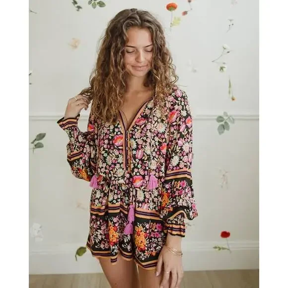 Spell & The Gypsy Collective Impala Lily Floral Boho Romper Night Blossom XL